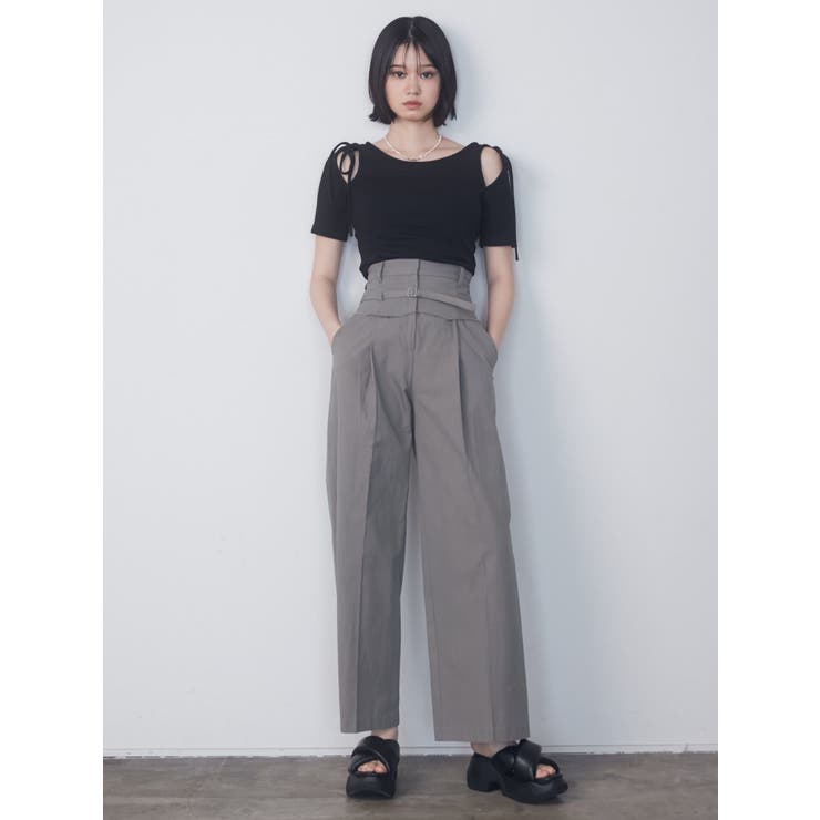EMODA フロントボタントップ + ハイウエストルーズパンツ セットアップ ハイウエストルーズパンツ[品番：MKSW0050612]｜EMODA（エモダ