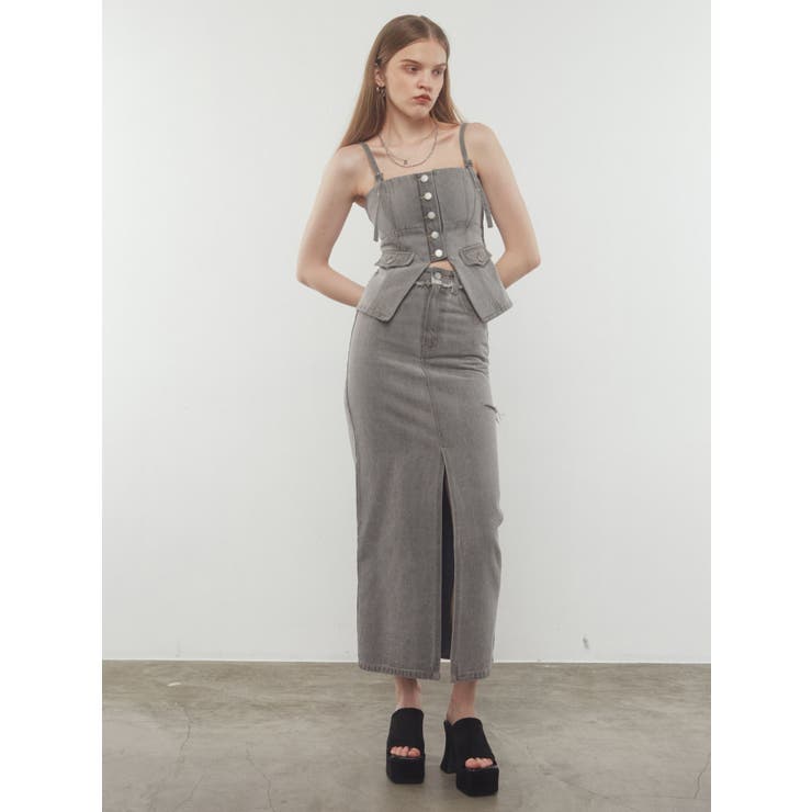 EMODA サイドカットデニムスカート ブラック Sサイズ 新品 エモダ EMODA サイドカットデニムスカート （ブラック