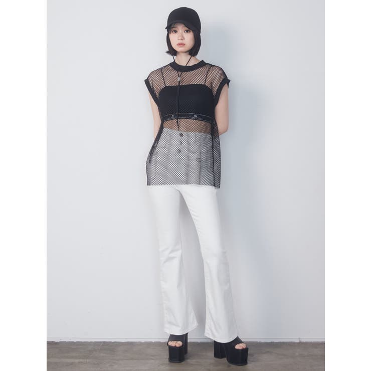 MSGM ハイウエスト エンホス フレア ハンツ 3541MDP16237611 99 カーゴディテールハイウエストフレアパギンス[品番：MKSW0058445