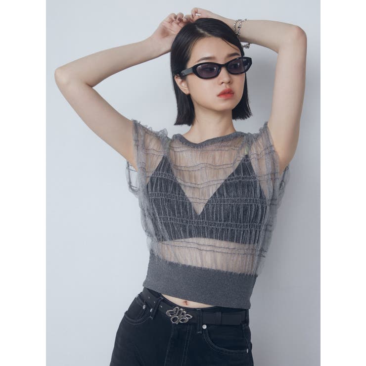 シアーチュールニットタンクトップ | EMODA | 詳細画像14 