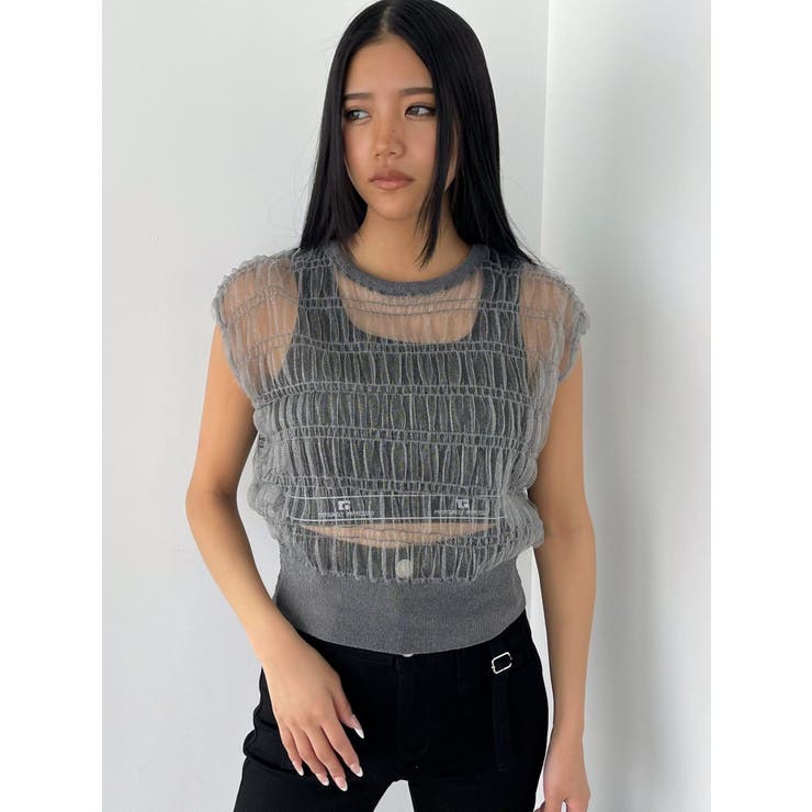 シアーチュールニットタンクトップ | EMODA | 詳細画像25 