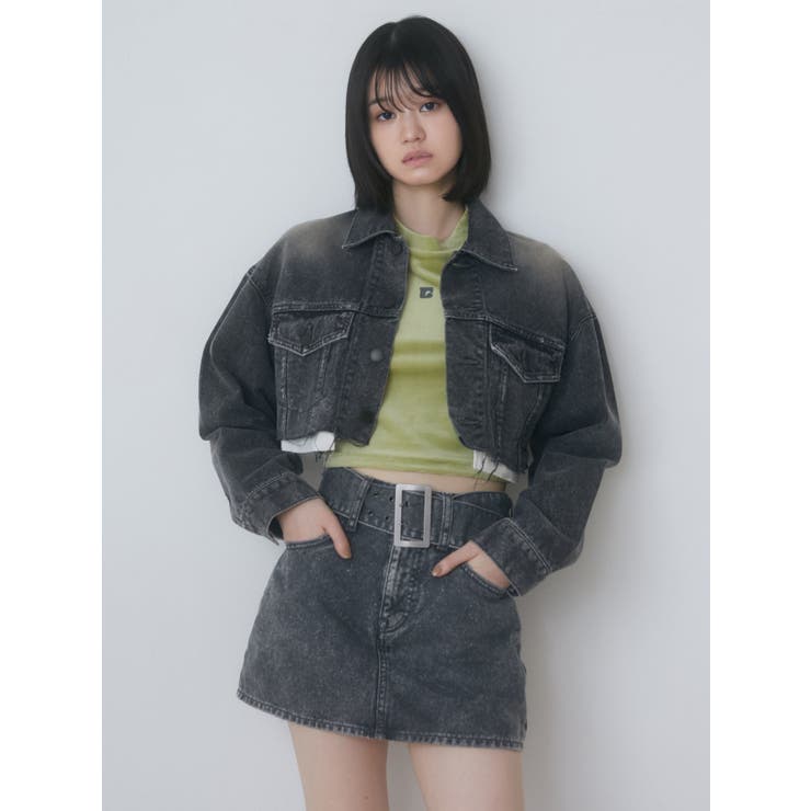セール】カットオフクロップドデニムジャケット（デニム