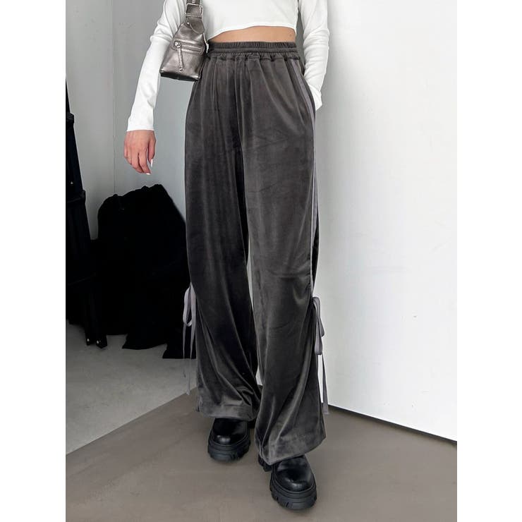 ファッション通販 安い ラインリボンベロアパンツ[品番：MKSW0058985]｜EMODA（エモダ パンツ