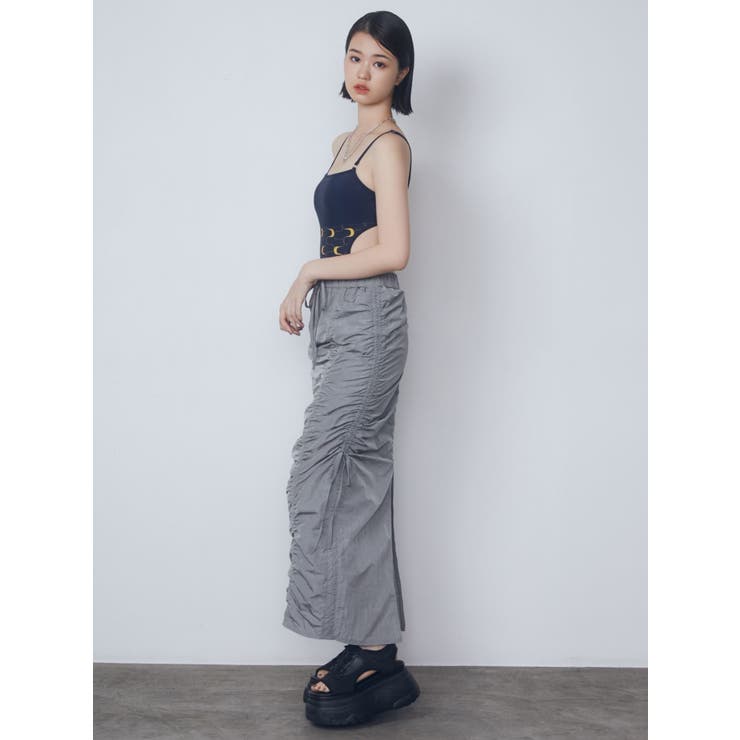 サイドドローストリングナイロンスカート | EMODA | 詳細画像9 