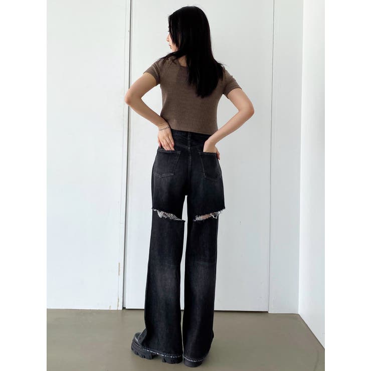 EMODA エモダ 2024AW バックカットルーズジーンズ ブラック 黒 EM2344EW31524_1_l.jpg
