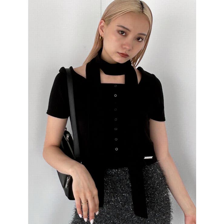 ブラック | スリムタイボタントップ | EMODA