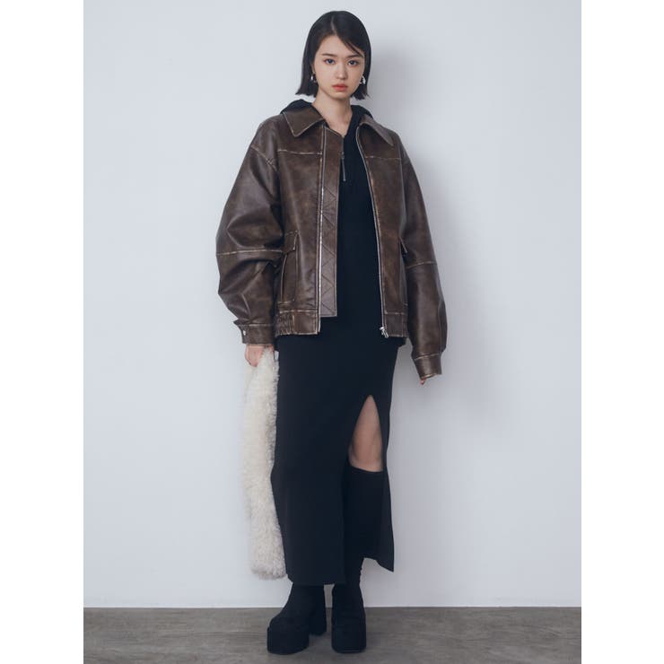 カットアウトフードニットワンピース[品番：MKSW0059456]｜EMODA