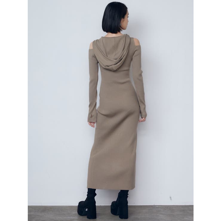 カットアウトフードニットワンピース[品番：MKSW0059456]｜EMODA