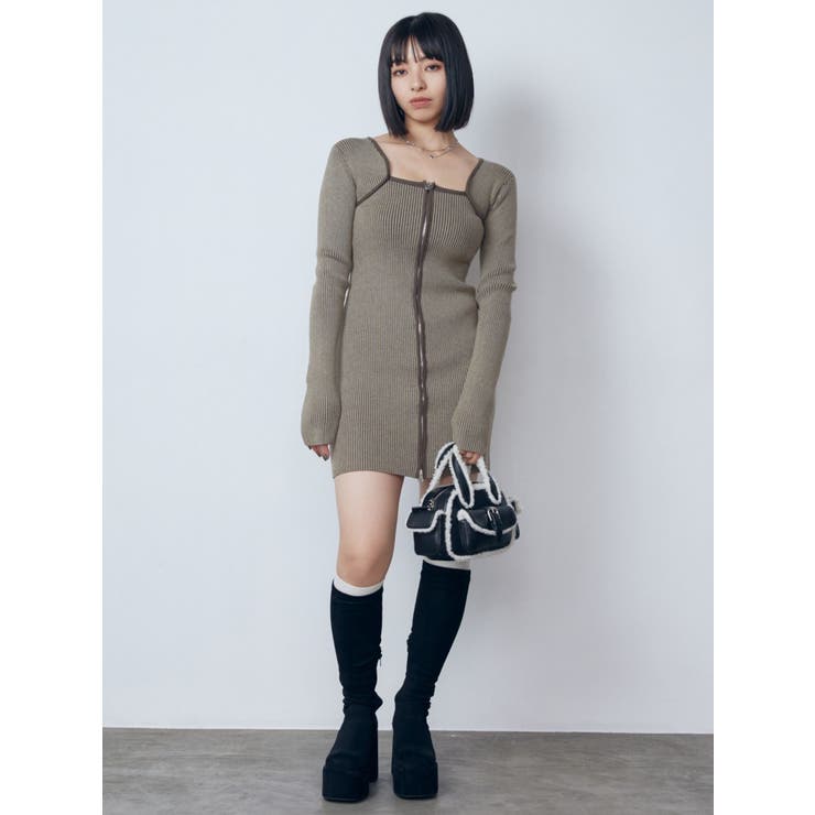 プレーティングリブジップワンピース | EMODA | 詳細画像12 