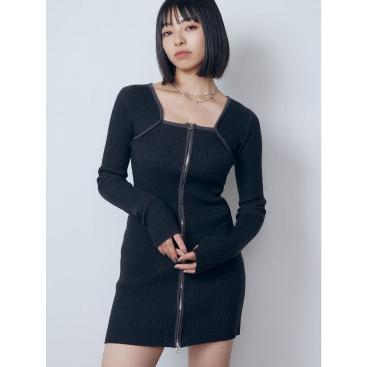 プレーティングリブジップワンピース | EMODA | 詳細画像7 