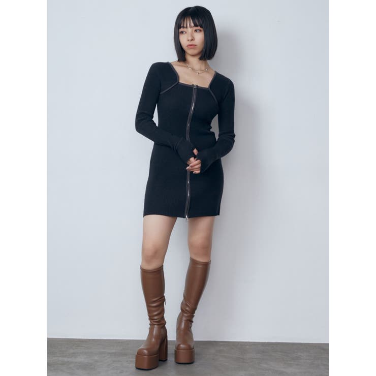 プレーティングリブジップワンピース | EMODA | 詳細画像8 