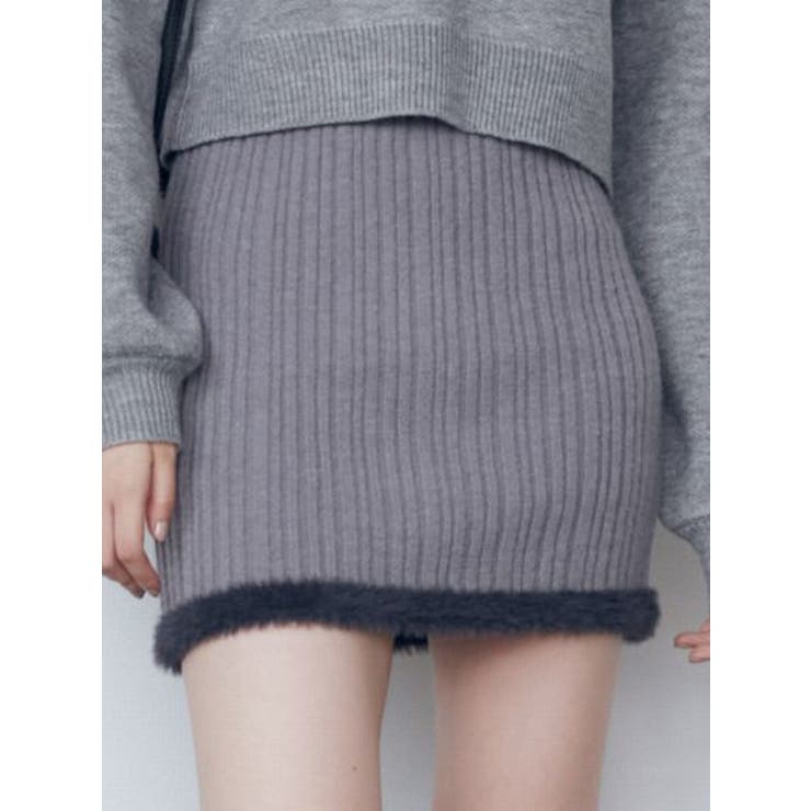 グレー | シャギーエッジミニマルスカート | EMODA