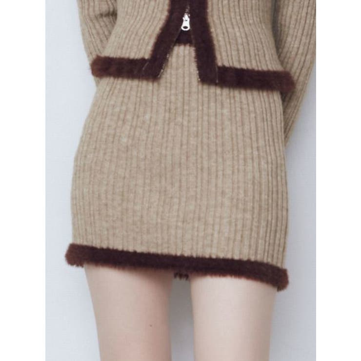 ベージュ | シャギーエッジミニマルスカート | EMODA