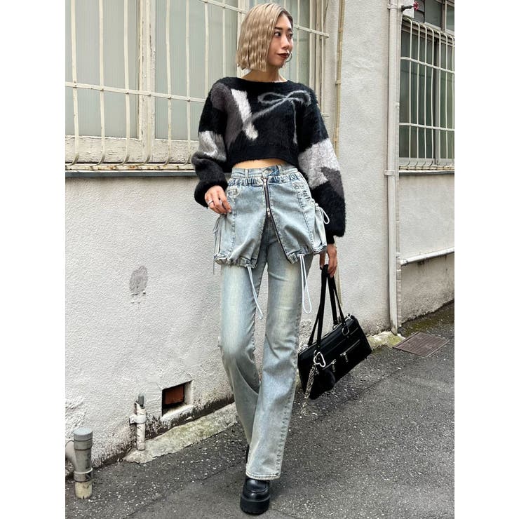 レイヤージャストウエストフレアージーンズ | EMODA | 詳細画像4 