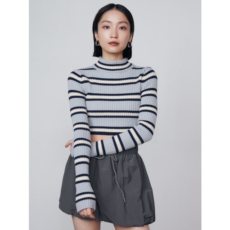 EMODA クロップドファーコート タートルネック 楽天市場】EMODA エモダ ハイネック クロップ ニット 秋 冬