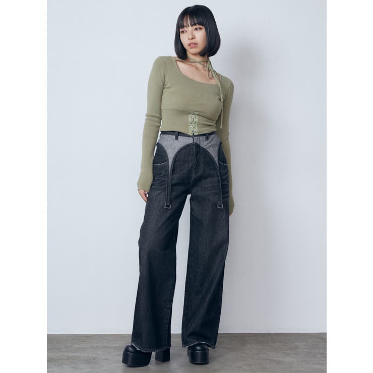 オープンフックチョーカーニット[品番：MKSW0060586]｜EMODA（エモダ