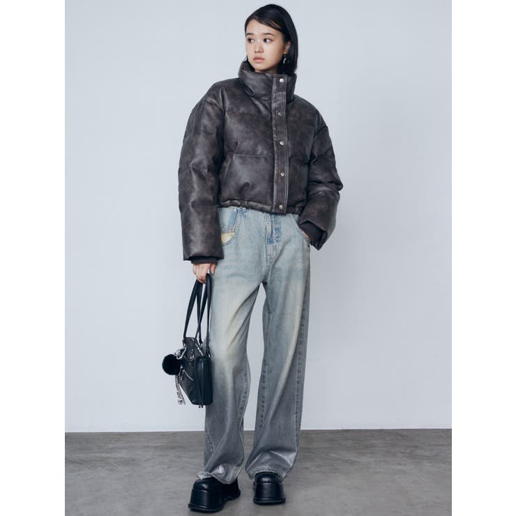we$t@$hop  EMODA フェイクレザーショートダウン　ブラウン エモダ EMODA フェイクレザーショートダウン （ブラウン