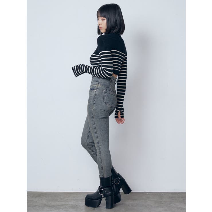 ハイネッククロップロゴニット[品番：MKSW0060798]｜EMODA