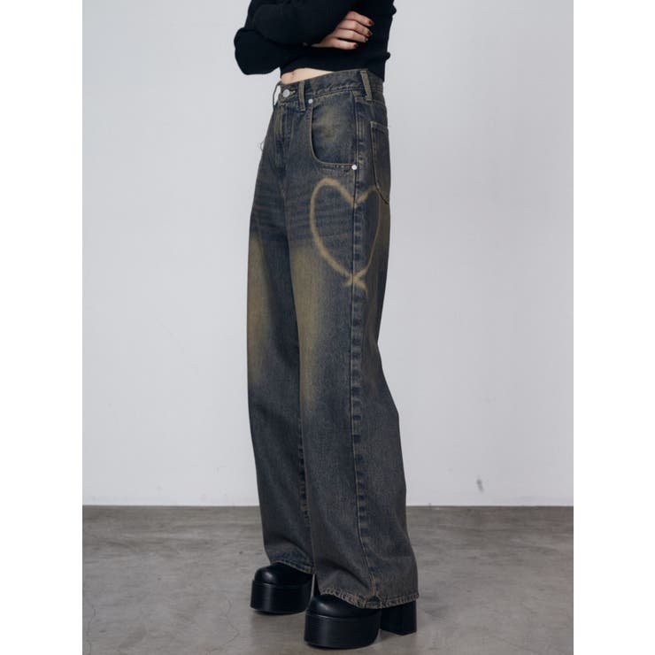 EMODA ウォッシュルーズジーンズ　新品 エモダ EMODA ウォッシュルーズジーンズ （グレー