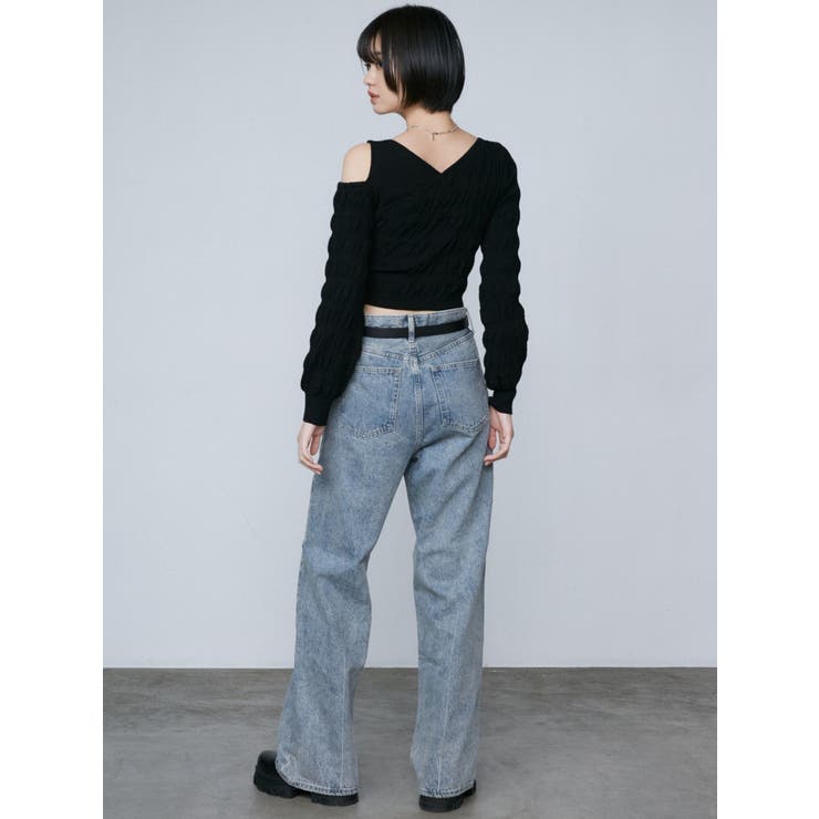 ELLIE アシメカットニット 【GRAY】 トップス