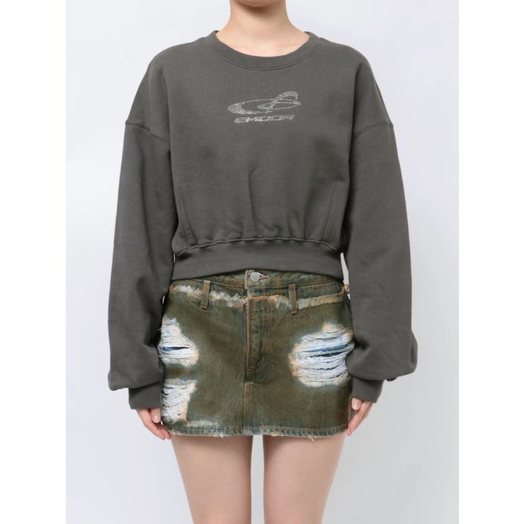 グレー | STONE LOGO SHORT SWEAT | EMODA