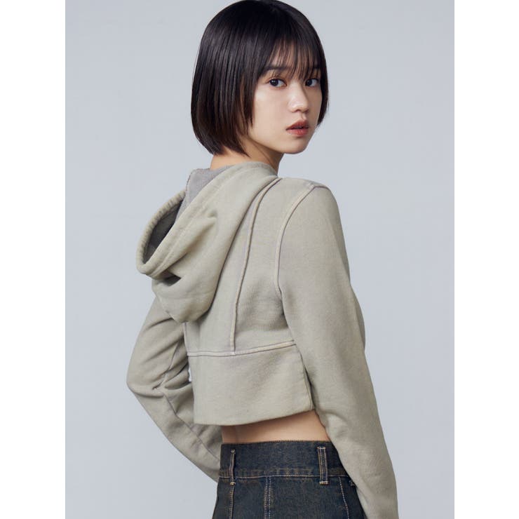 EMODA ショートレイヤードフーディー ショートパーカー ショート