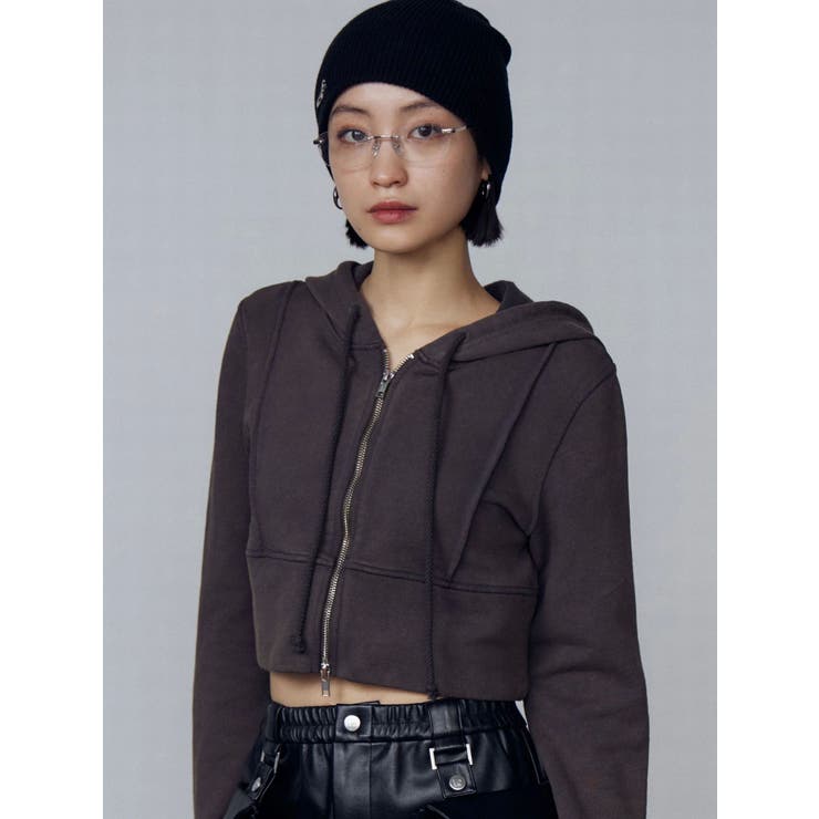 ショートレイヤードフーディー[品番：MKSW0063594]｜EMODA