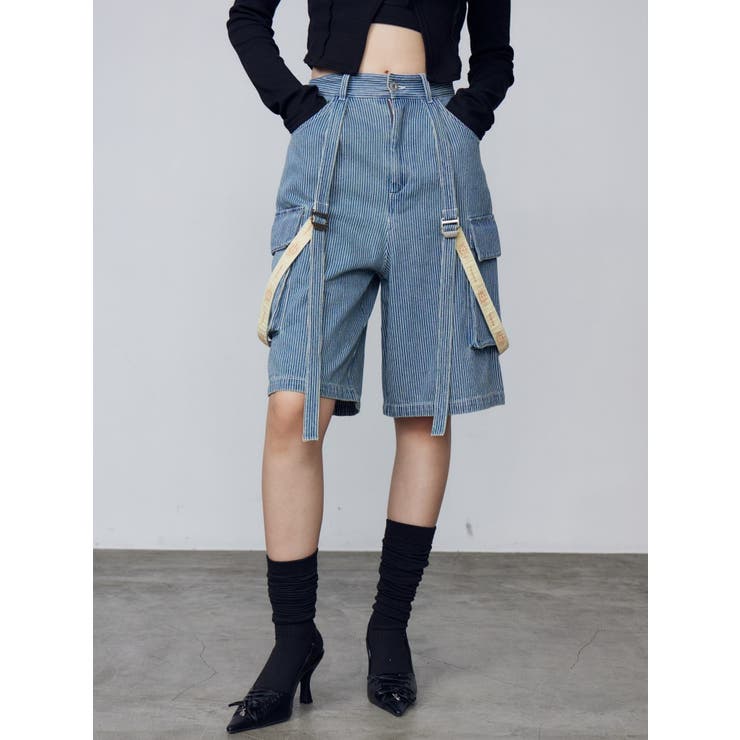 インディゴ | 【Dickies別注】ポケットハングベルトハーフパンツ | EMODA