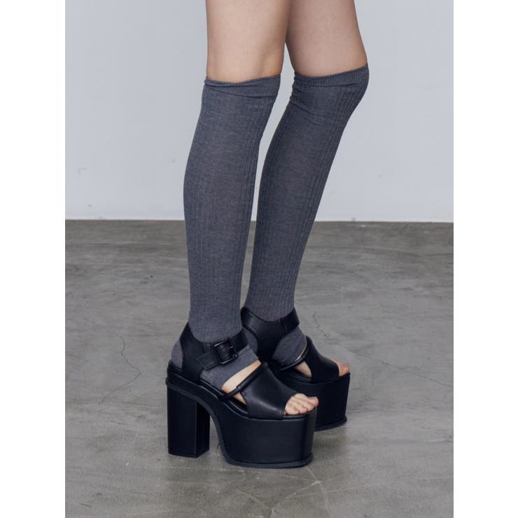 グレー | オープントゥリブニーハイソックス | EMODA