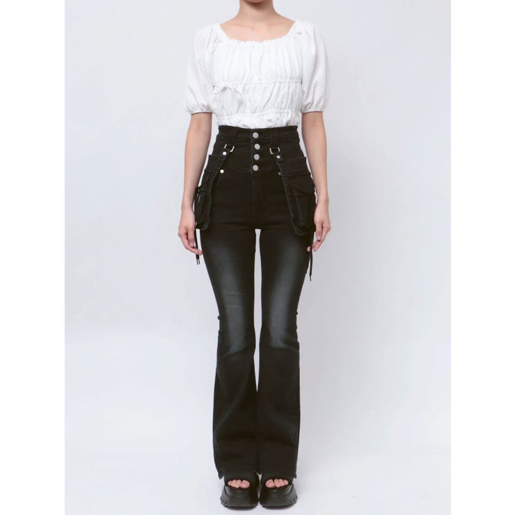 ハングリボンフレアハイウエストパギンス | EMODA | 詳細画像33 