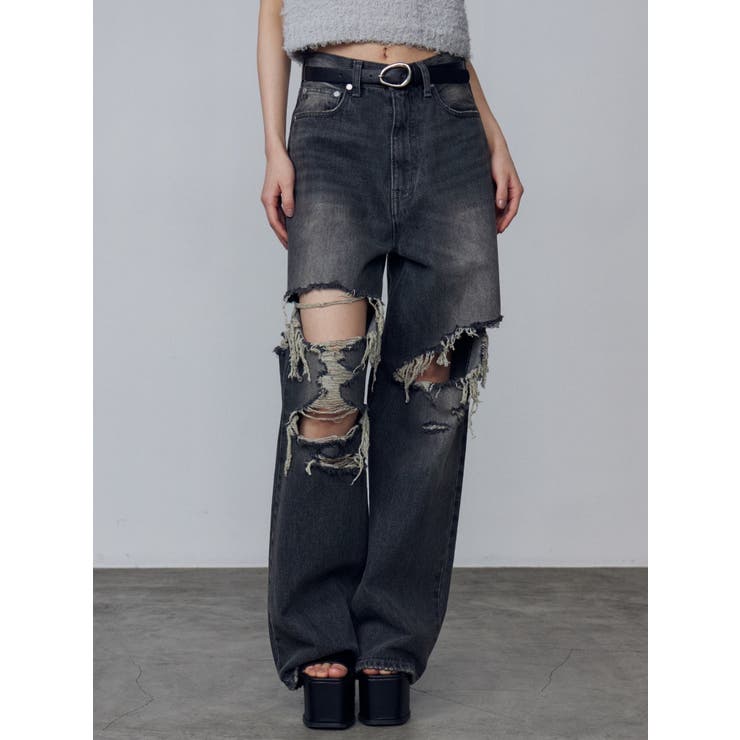 【新品】EMODA ボールドリップドルーズジーンズ ボールドリップドルーズジーンズ[品番：MKSW0063857]｜EMODA