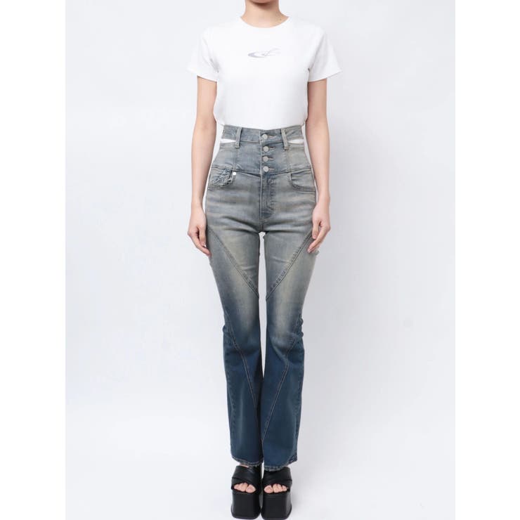 EMODA カットアウトハイウエストフレアパギンス カットアウトハイウエストフレアパギンス[品番：MKSW0063859