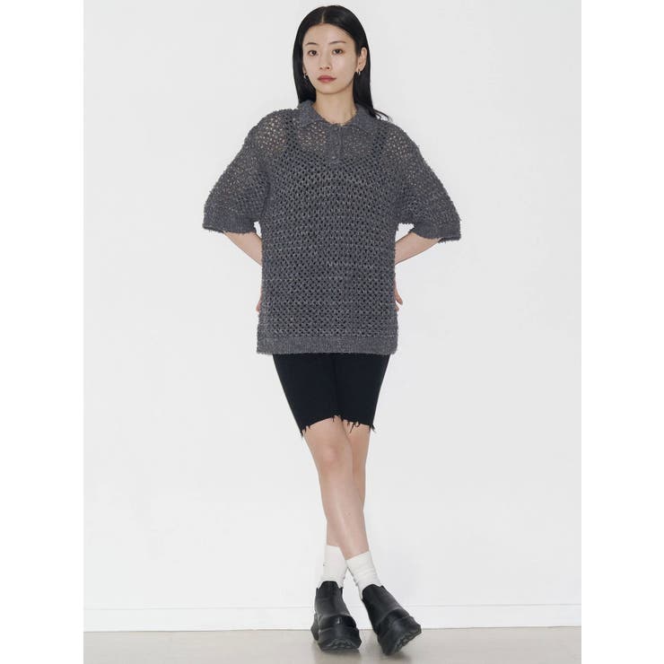 【VEQUM】OPEN WORK POLO KNIT | EMODA | 詳細画像18 