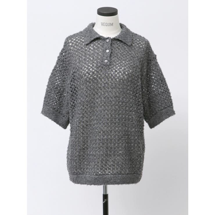 【VEQUM】OPEN WORK POLO KNIT | EMODA | 詳細画像24 