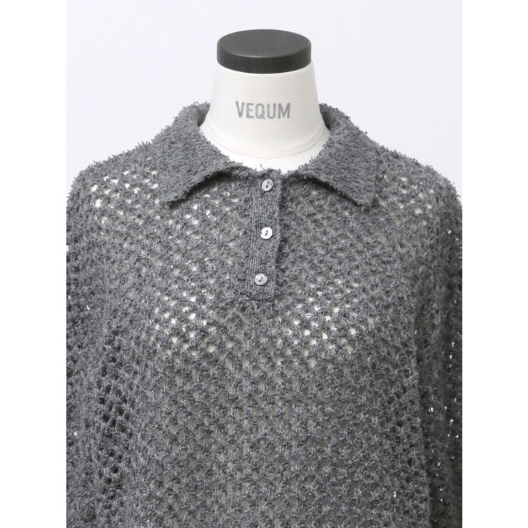 【VEQUM】OPEN WORK POLO KNIT | EMODA | 詳細画像27 