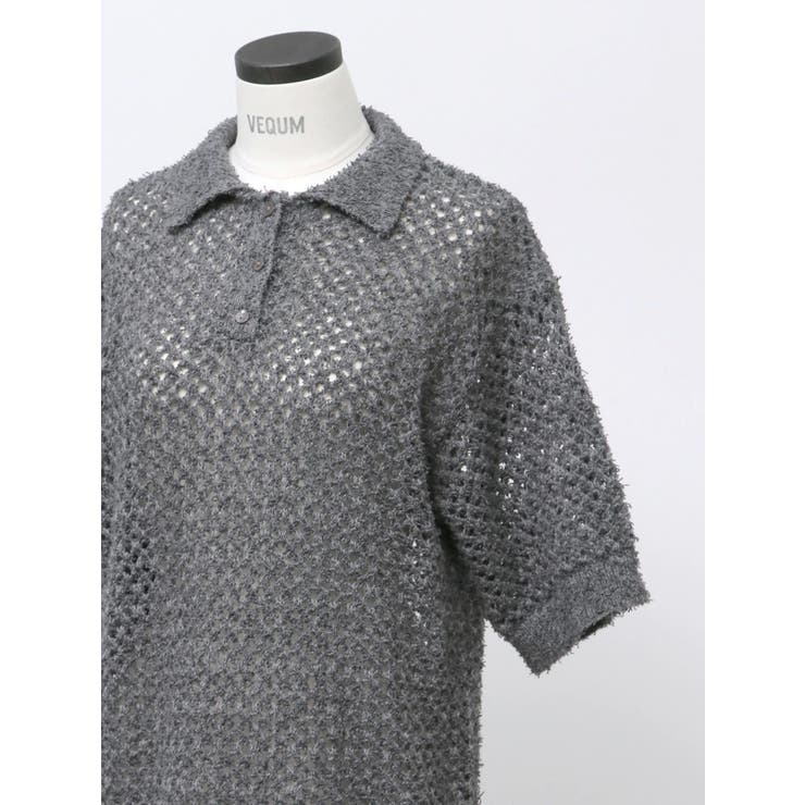 【VEQUM】OPEN WORK POLO KNIT | EMODA | 詳細画像28 