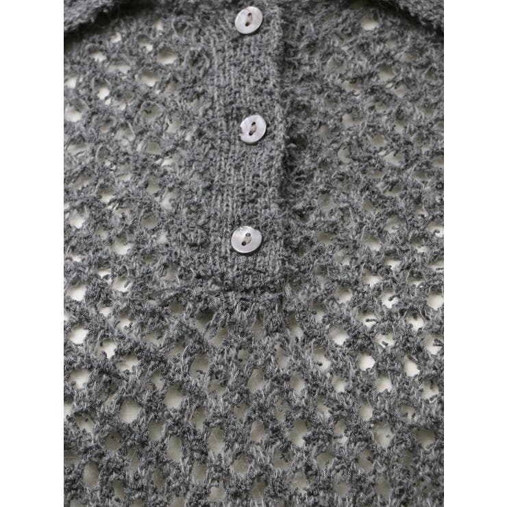 【VEQUM】OPEN WORK POLO KNIT | EMODA | 詳細画像30 