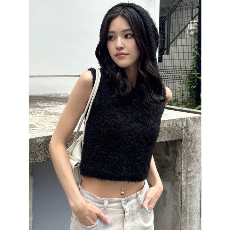 シャギーフードニットタンクトップ | EMODA | 詳細画像15 