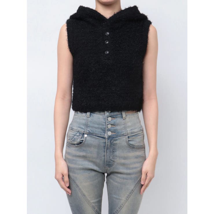 シャギーフードニットタンクトップ | EMODA | 詳細画像2 