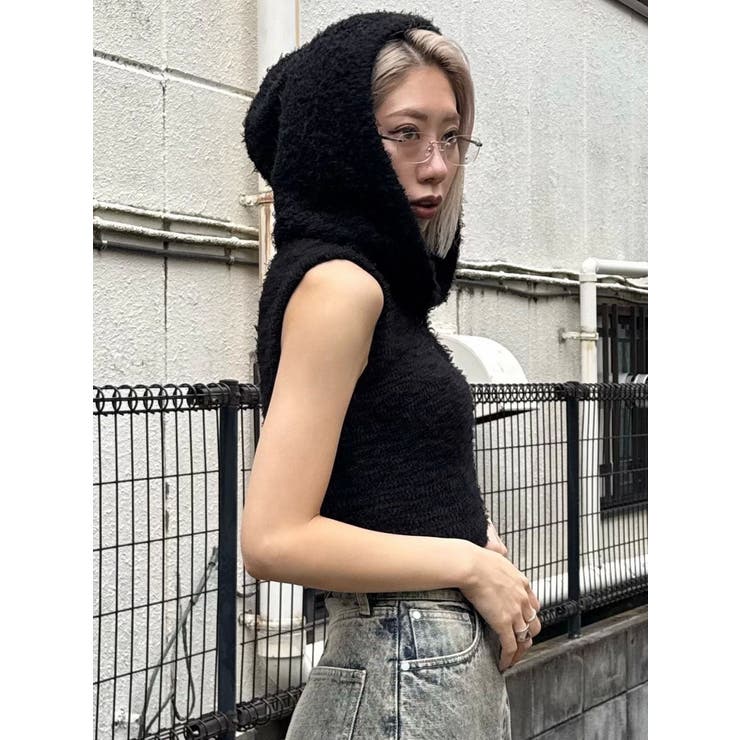 シャギーフードニットタンクトップ | EMODA | 詳細画像5 