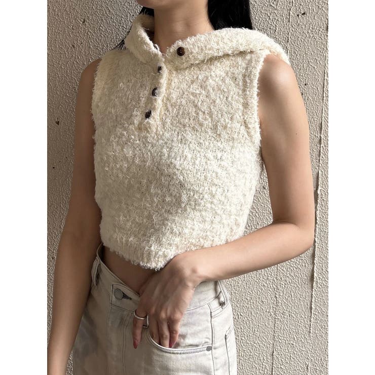 シャギーフードニットタンクトップ | EMODA | 詳細画像9 