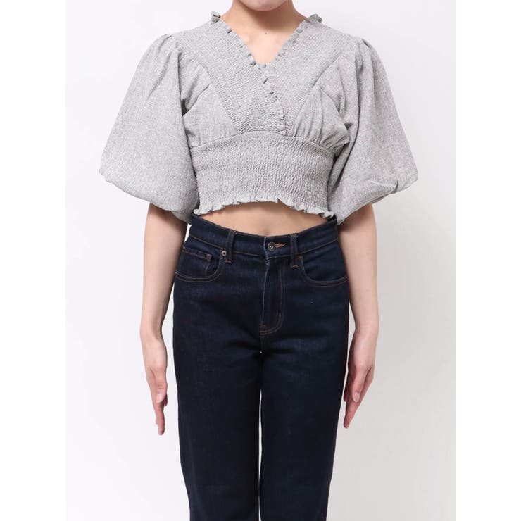 グレー | SHIRRING MINI TOP | EMODA