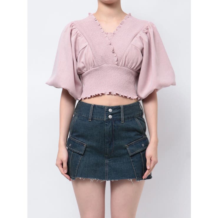 ピンク | SHIRRING MINI TOP | EMODA