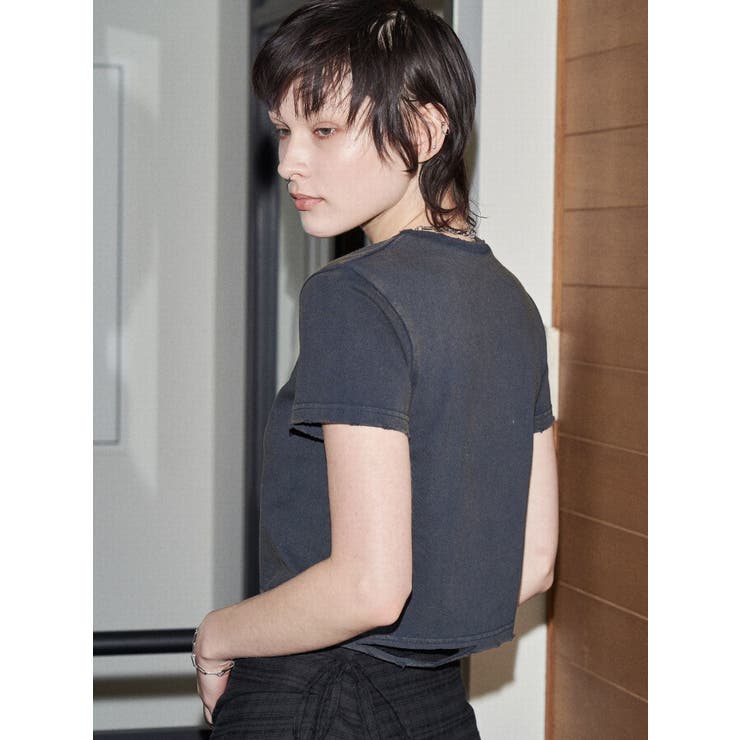 【VEQUM】DAMAGE CROPPED T SHIRT | EMODA | 詳細画像3 