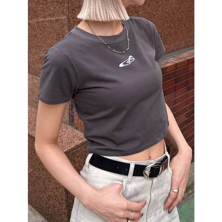グレー | ロゴグラデーションミニマルTシャツ | EMODA