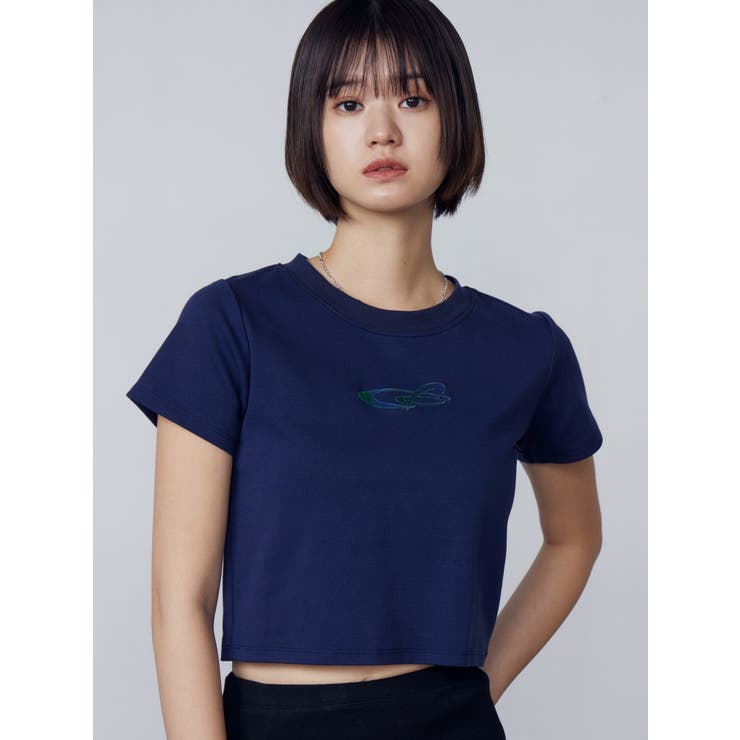 ネイビー | ロゴグラデーションミニマルTシャツ | EMODA