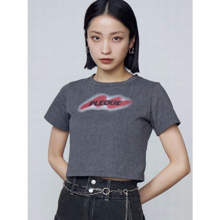 グレー | スプレーロゴミニマルTシャツ | EMODA