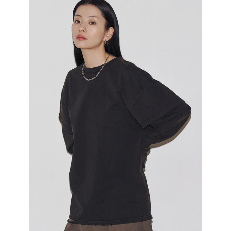 ブラック | 【VEQUM】LAYERED OVER LONG SLEEVE T SHIRT | EMODA
