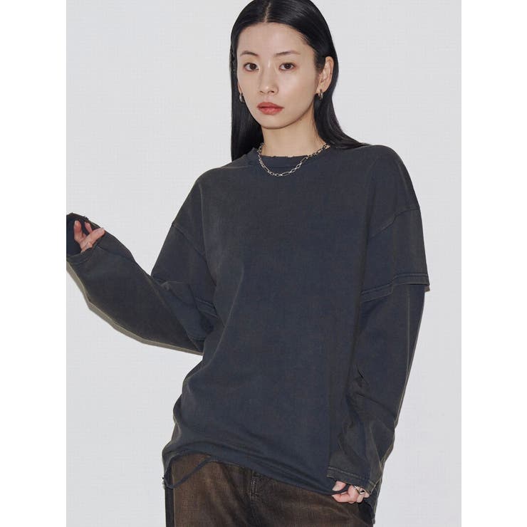 ネイビー | 【VEQUM】LAYERED OVER LONG SLEEVE T SHIRT | EMODA