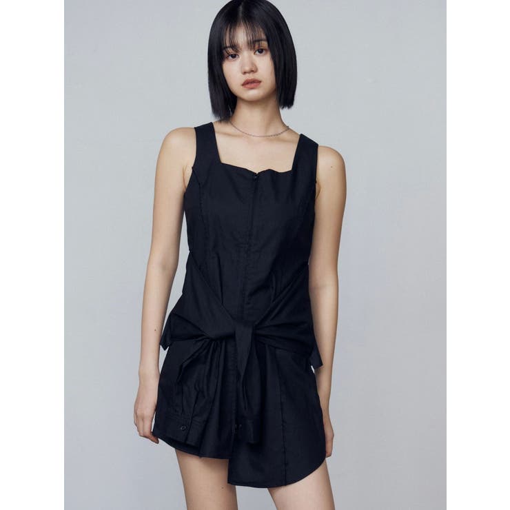 ブラック | ラップスリーブミニワンピース | EMODA